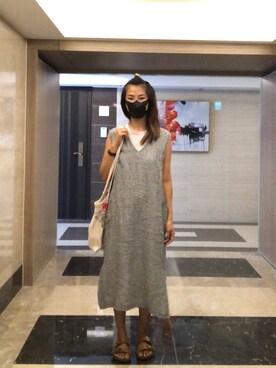 「アイテム（ビーチサンダル、ゴールド系）」を使った、effly123さん（レディース・168cm）の夏コーディネート