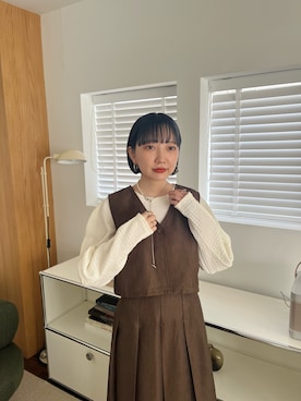 「KBF（ケイビーエフ）のベストセパレートワンピース（ワンピース）」を使った、まっちゃんさん（レディース・154cm）の秋コーディネート