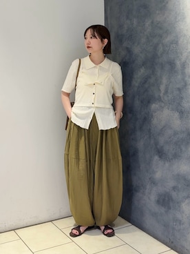 「KBF（ケイビーエフ）のビスチェSETニットシャツ（ニット/セーター、ホワイト系）」を使った、まっちゃんさん（レディース・154cm）の夏コーディネート