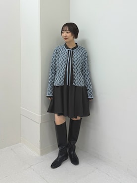 「アイテム（カーディガン/ボレロ、ブルー系）」を使った、まっちゃんさん（レディース・154cm）の秋コーディネート