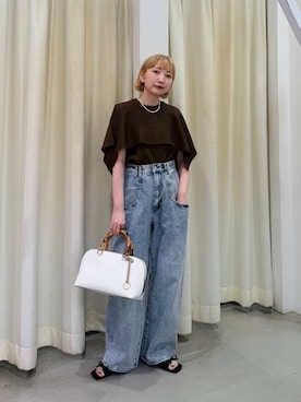 「KBF（ケイビーエフ）のアイテム（ニット/セーター）」を使った、まっちゃんさん（レディース・154cm）の夏コーディネート