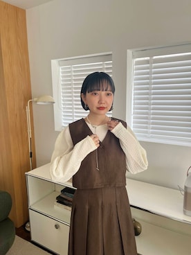 「KBF（ケイビーエフ）のベストセパレートワンピース（ワンピース）」を使った、まっちゃんさん（レディース・154cm）の秋コーディネート