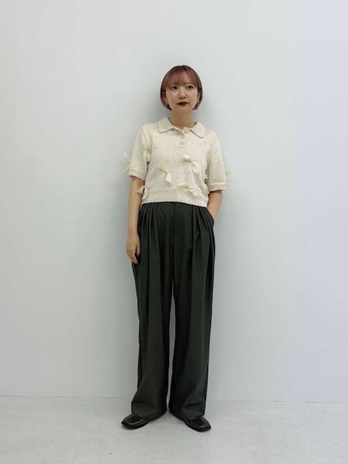 『WEB限定』シャツカラーリボンニット