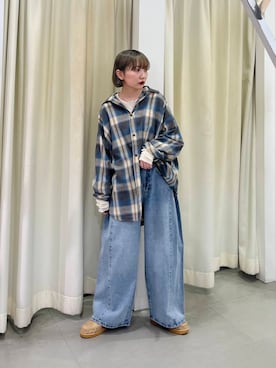 「チェックシャツ」｜まっちゃんさん（レディース・154cm）の秋コーディネート