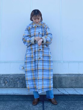 「リバーシブル」｜「アイテム（ステンカラーコート）」を使った、まっちゃんさん（レディース・154cm）の秋コーディネート