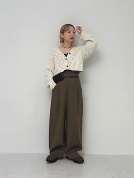 「ニットカーディガン」｜まっちゃんさん（レディース・154cm）の秋コーディネート