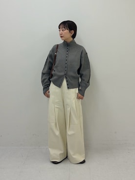 「KBF（ケイビーエフ）のスウェットライクハイネックニット（ニット/セーター、グレー系）」を使った、まっちゃんさん（レディース・154cm）の秋コーディネート