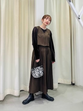 「KBF（ケイビーエフ）のベストセパレートワンピース（ワンピース）」を使った、まっちゃんさん（レディース・154cm）の冬コーディネート