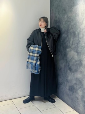 「アイテム（マフラー）」を使った、まっちゃんさん（レディース・154cm）の秋コーディネート