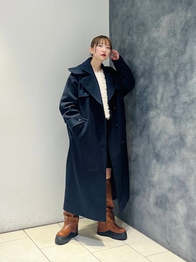 「KBF（ケイビーエフ）のカバーデザインロングブーツ（ブーツ）」を使った、まっちゃんさん（レディース・154cm）の冬コーディネート