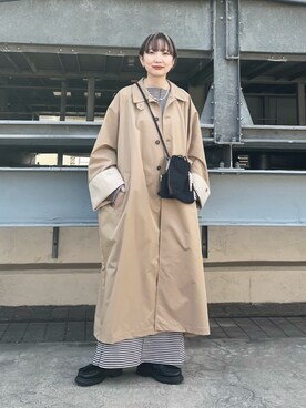 「春服デビュー宣言」｜「アイテム（ステンカラーコート）」を使った、まっちゃんさん（レディース・154cm）の春コーディネート