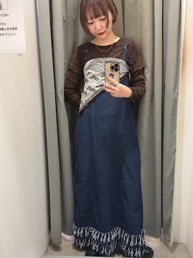 「アイテム（バンダナ/スカーフ）」を使った、まっちゃんさん（レディース・154cm）の秋コーディネート