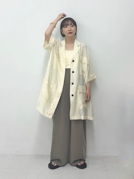 「KBF（ケイビーエフ）のバックオープンBIGシャツ（シャツ/ブラウス、ホワイト系）」を使った、まっちゃんさん（レディース・154cm）の春コーディネート