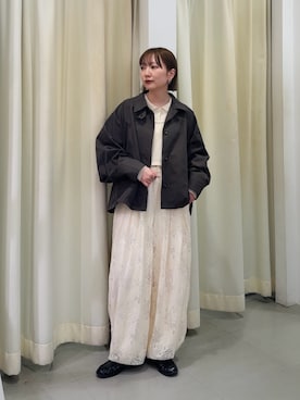 「KBF（ケイビーエフ）の2WAYレースパンツ（その他パンツ、ホワイト系）」を使った、まっちゃんさん（レディース・154cm）の冬コーディネート