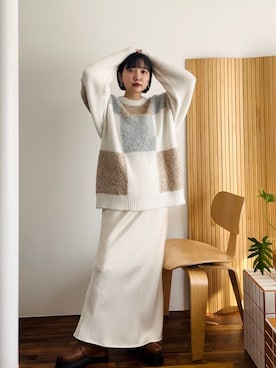 「KBF（ケイビーエフ）のカバーデザインロングブーツ（ブーツ）」を使った、まっちゃんさん（レディース・154cm）の秋コーディネート