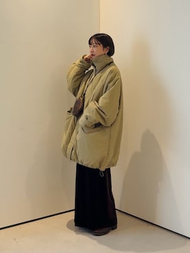 「アイテム（ダウンジャケット/コート）」を使った、まっちゃんさん（レディース・154cm）の秋コーディネート