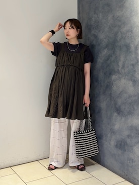 「KBF（ケイビーエフ）のアイテム（パンツ）」を使った、まっちゃんさん（レディース・154cm）の夏コーディネート