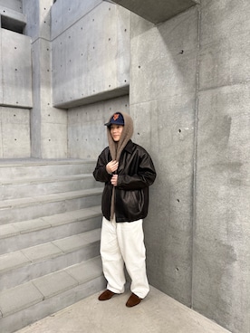 「URBAN RESEARCH（アーバンリサーチ）の『別注』Le Yucca’s×URBAN RESEARCH　YEB2 LOAFER SUEDE（ローファー）」を使った、kor_1217さん（メンズ・163cm）の冬コーディネート