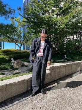 「アイテム（デニムジャケット）」を使った、kor_1217さん（メンズ・163cm）の夏コーディネート