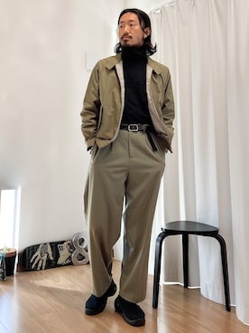 「UNIQLO（ユニクロ）のタートルネックT（長袖）（Tシャツ/カットソー）」を使った、fatguy321 さん（メンズ・177cm）の秋コーディネート