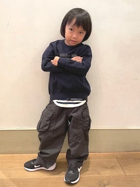 「こども ビームス（コドモビームス）のアイテム（スウェット）」を使った、こども ビームスさん（キッズ・120cm）の秋コーディネート