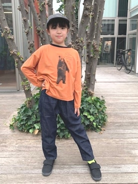 「こども ビームス（コドモビームス）のアイテム（帽子）」を使った、こども ビームスさん（キッズ・120cm）の秋コーディネート