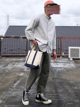 「CHARI&CO（チャリアンドコー）のアイテム（帽子）」を使った、身につけてなんぼさん（メンズ・170cm）の夏コーディネート