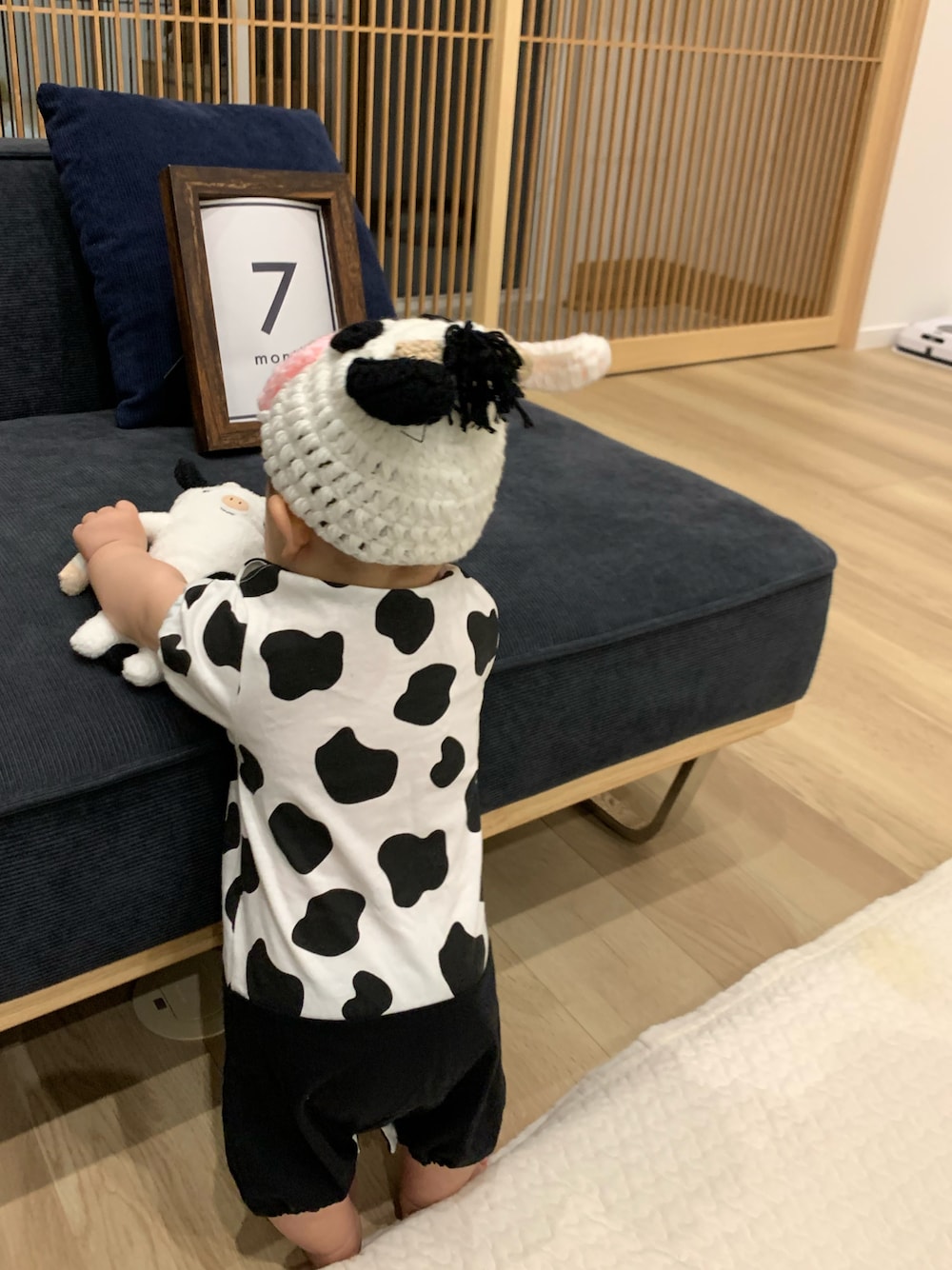 「西松屋のアイテム（ロンパース、ホワイト系）」を使った、𝕒𝕞𝕦_𓅷さん（キッズ・70cm）の春コーディネートの1枚目の写真