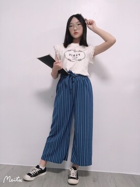 「無印良品（ムジルシリョウヒン）のアイテム（その他シューズ）」を使った、Ninaさん（レディース・153cm）の春コーディネート
