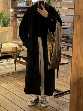 「PAGEBOY（ページボーイ）のアイテム（チェスターコート）」を使った、fukaさん（レディース・162cm）の冬コーディネート