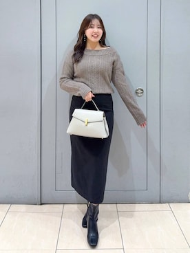 「Andemiu（アンデミュウ）のスクエアフラップバック592843（ハンドバッグ）」を使った、andemiu_haru🐰さん（レディース・162cm）の冬コーディネート