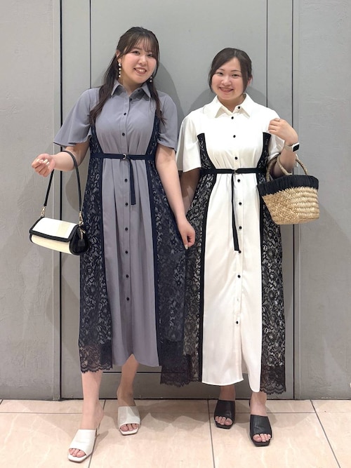【未使用】Andemiu ワンピース サイドレースキリカエワンピース半袖 Andemiu｜サイドレースキリカエワンピース半袖 | Rakuten
