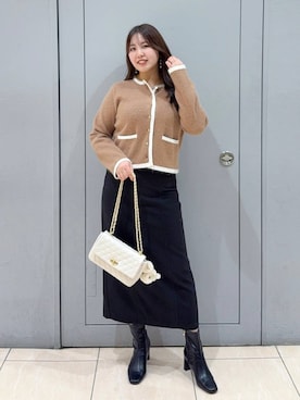 「体型カバー」｜「アイテム（アクセサリー）」を使った、andemiu_haru🐰さん（レディース・162cm）の冬コーディネート