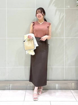 「Andemiu（アンデミュウ）のザツザイハイショクBAG995247（かごバッグ）」を使った、andemiu_haru🐰さん（レディース・162cm）の春コーディネート