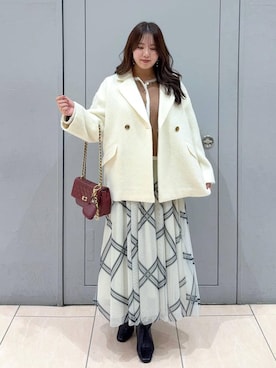 「体型カバー」｜「アイテム（ピーコート）」を使った、andemiu_haru🐰さん（レディース・162cm）の冬コーディネート