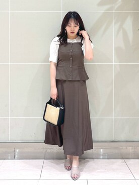 「Andemiu（アンデミュウ）のザツザイハイショクBAG995247（かごバッグ）」を使った、andemiu_haru🐰さん（レディース・162cm）の夏コーディネート