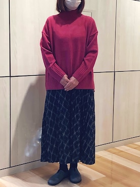 「TOKYO SHIRTS（トウキョウシャツ）のアイテム（ニット/セーター）」を使った、TOKYO SHIRTS 盛岡イオンモール店さん（レディース・157cm）の冬コーディネート