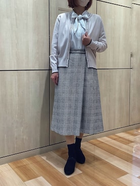 「TOKYO SHIRTS（トウキョウシャツ）のアイテム（カーディガン/ボレロ）」を使った、TOKYO SHIRTS 盛岡イオンモール店さん（レディース・157cm）の春コーディネート