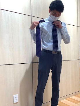 「TOKYO SHIRTS（トウキョウシャツ）のアイテム（ベルト）」を使った、TOKYO SHIRTS 盛岡イオンモール店さん（メンズ・175cm）の冬コーディネート