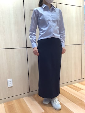 「アイテム（ビジネスシャツ、ブルー系）」を使った、TOKYO SHIRTS 盛岡イオンモール店さん（レディース・163cm）の夏コーディネート