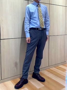 「アイテム（フォーマルスーツ/小物、ゴールド系）」を使った、TOKYO SHIRTS 盛岡イオンモール店さん（メンズ・175cm）の冬コーディネート