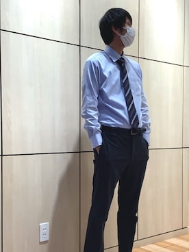 「アイテム（ビジネスシャツ、ブルー系）」を使った、TOKYO SHIRTS 盛岡イオンモール店さん（メンズ・175cm）の秋コーディネート
