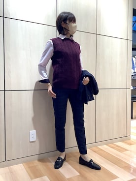 「TOKYO SHIRTS（トウキョウシャツ）のアイテム（ベスト）」を使った、TOKYO SHIRTS 盛岡イオンモール店さん（レディース・165cm）の秋コーディネート