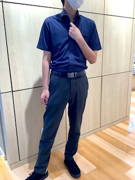 「アイテム（ビジネスシャツ、ブルー系）」を使った、TOKYO SHIRTS 盛岡イオンモール店さん（メンズ・175cm）の夏コーディネート