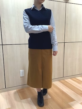 「TOKYO SHIRTS（トウキョウシャツ）のアイテム（ニット/セーター）」を使った、TOKYO SHIRTS 盛岡イオンモール店さん（レディース・160cm）の秋コーディネート