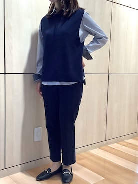 「TOKYO SHIRTS（トウキョウシャツ）のアイテム（ベスト）」を使った、TOKYO SHIRTS 盛岡イオンモール店さん（レディース・158cm）の秋コーディネート