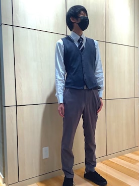 「TOKYO SHIRTS（トウキョウシャツ）のアイテム（ベルト）」を使った、TOKYO SHIRTS 盛岡イオンモール店さん（メンズ・175cm）の冬コーディネート