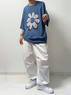 「花柄トップス」｜「アイテム（その他）」を使った、SV / えすぶいさん（メンズ・173cm）の夏コーディネート