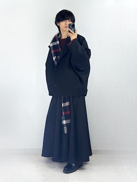 「今日のコスメと服」｜「アイテム（ピーコート）」を使った、SV / えすぶいさん（メンズ・173cm）の冬コーディネート