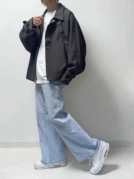 「アイテム（ブルゾン、グレー系）」を使った、Xさん（メンズ・173cm）の秋コーディネート